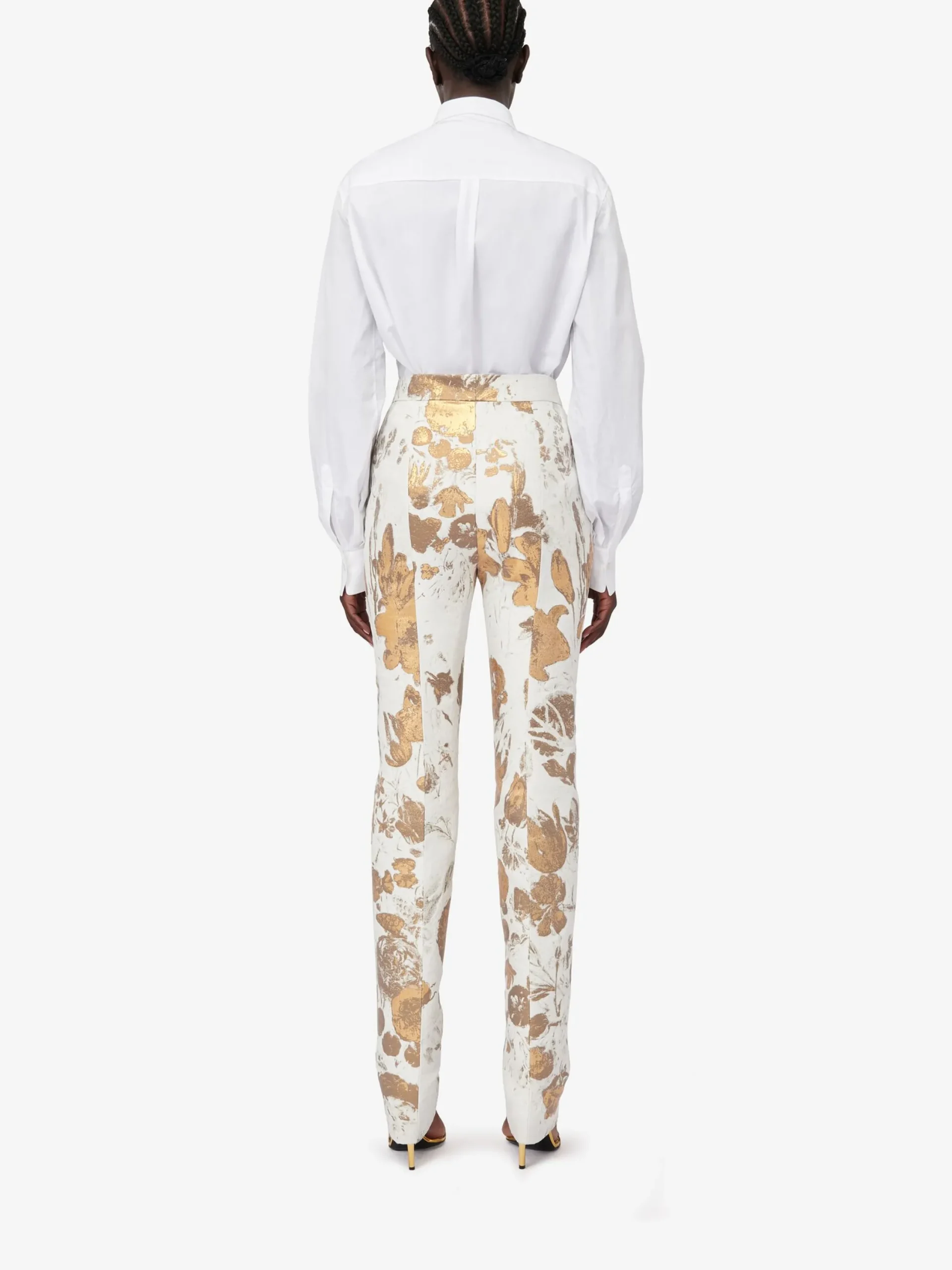 Fashion Alexander McQueen Women's High-waisted Cigarette Trousers in Gold