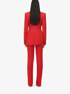 Shop Alexander McQueen Women's High-waisted Cigarette Trousers in Lust Red