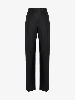 Best Alexander McQueen Women's High-waisted Leather Trousers in Black