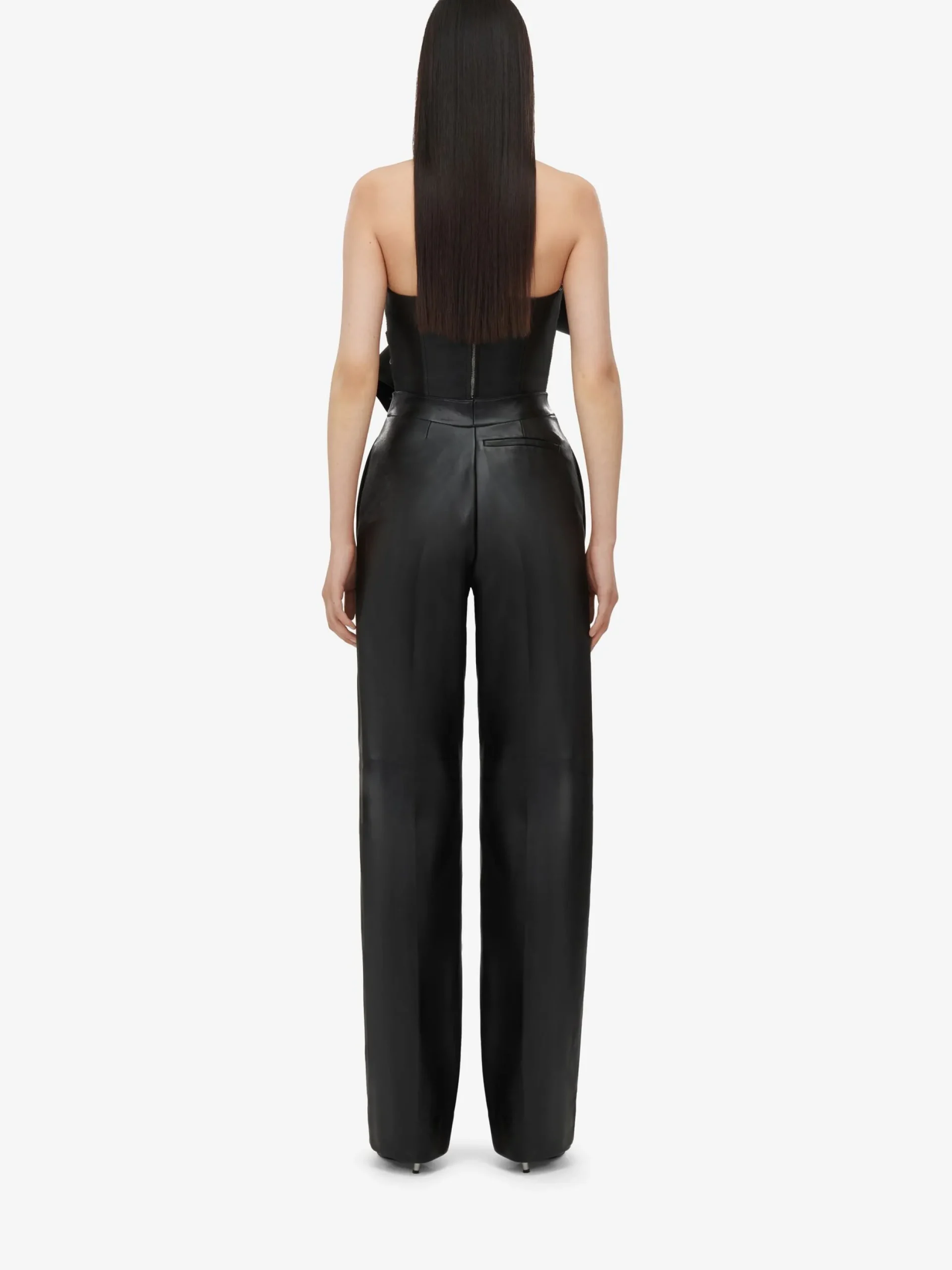 Best Alexander McQueen Women's High-waisted Leather Trousers in Black
