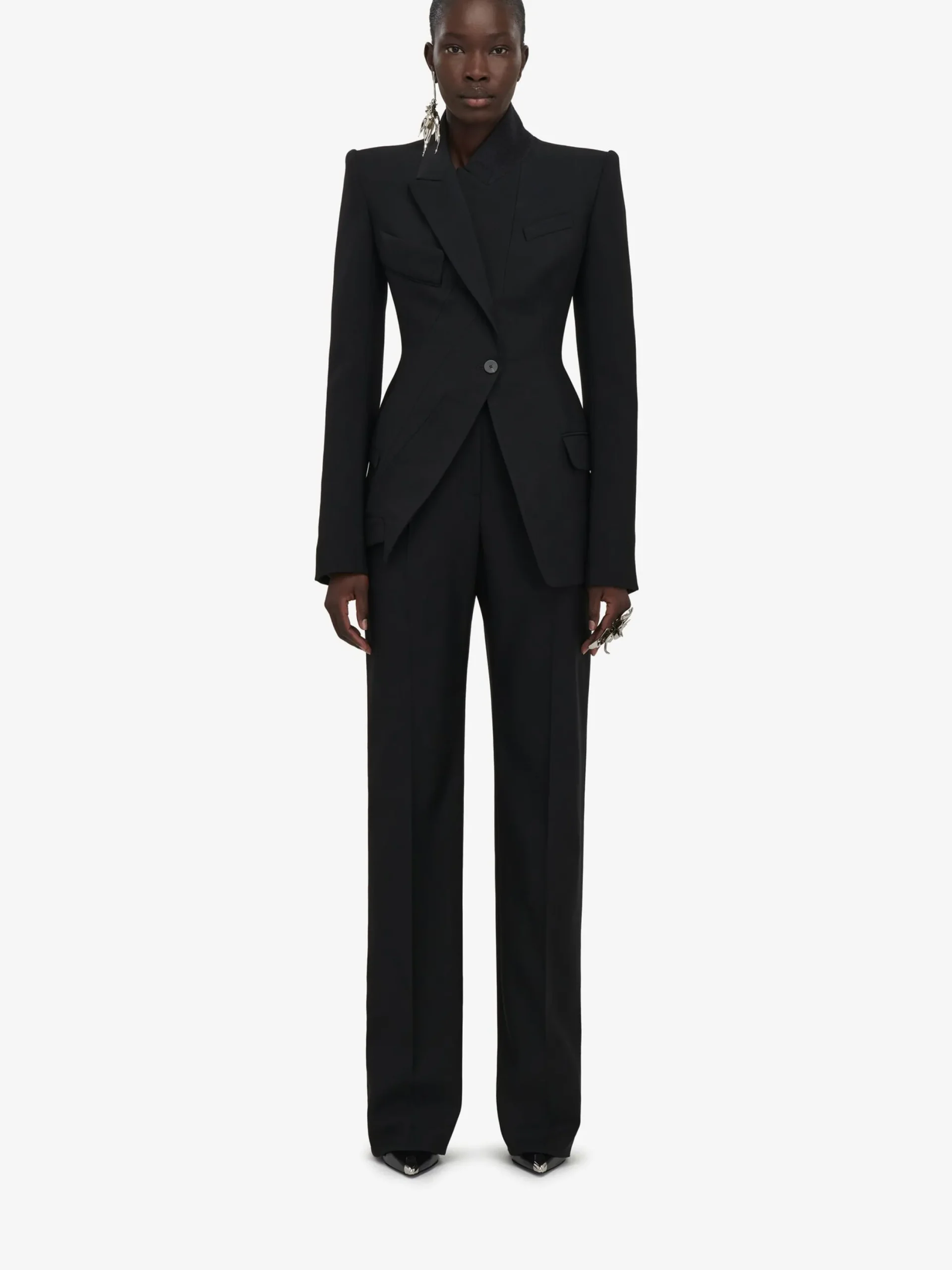 Store Alexander McQueen Women's High-waisted Tailored Trousers in Black