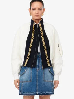 Discount Alexander McQueen Women's Hybrid Military Bomber Jacket in Ivory
