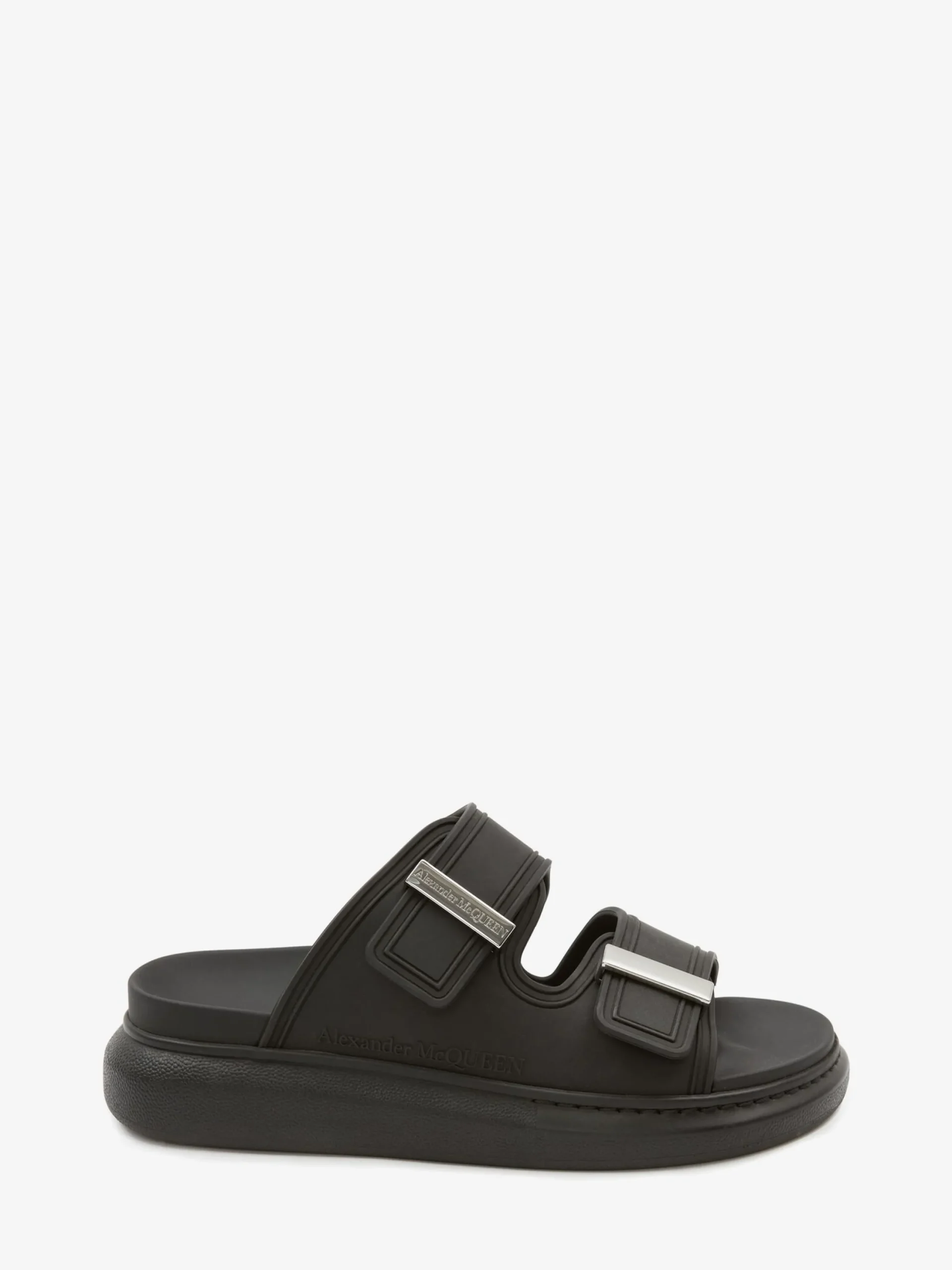Shop Alexander McQueen Women's Hybrid Slide in Black/Silver