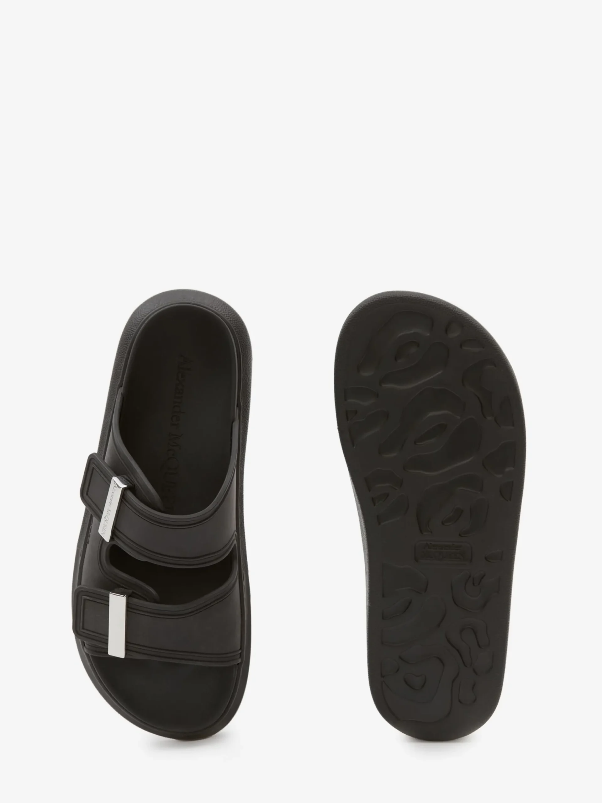 Shop Alexander McQueen Women's Hybrid Slide in Black/Silver
