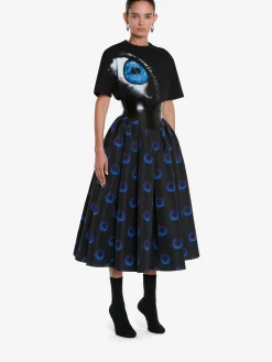 Clearance Alexander McQueen Women's Iris Oversized T-shirt in Black/Galactic Blue