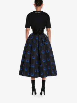 Clearance Alexander McQueen Women's Iris Oversized T-shirt in Black/Galactic Blue