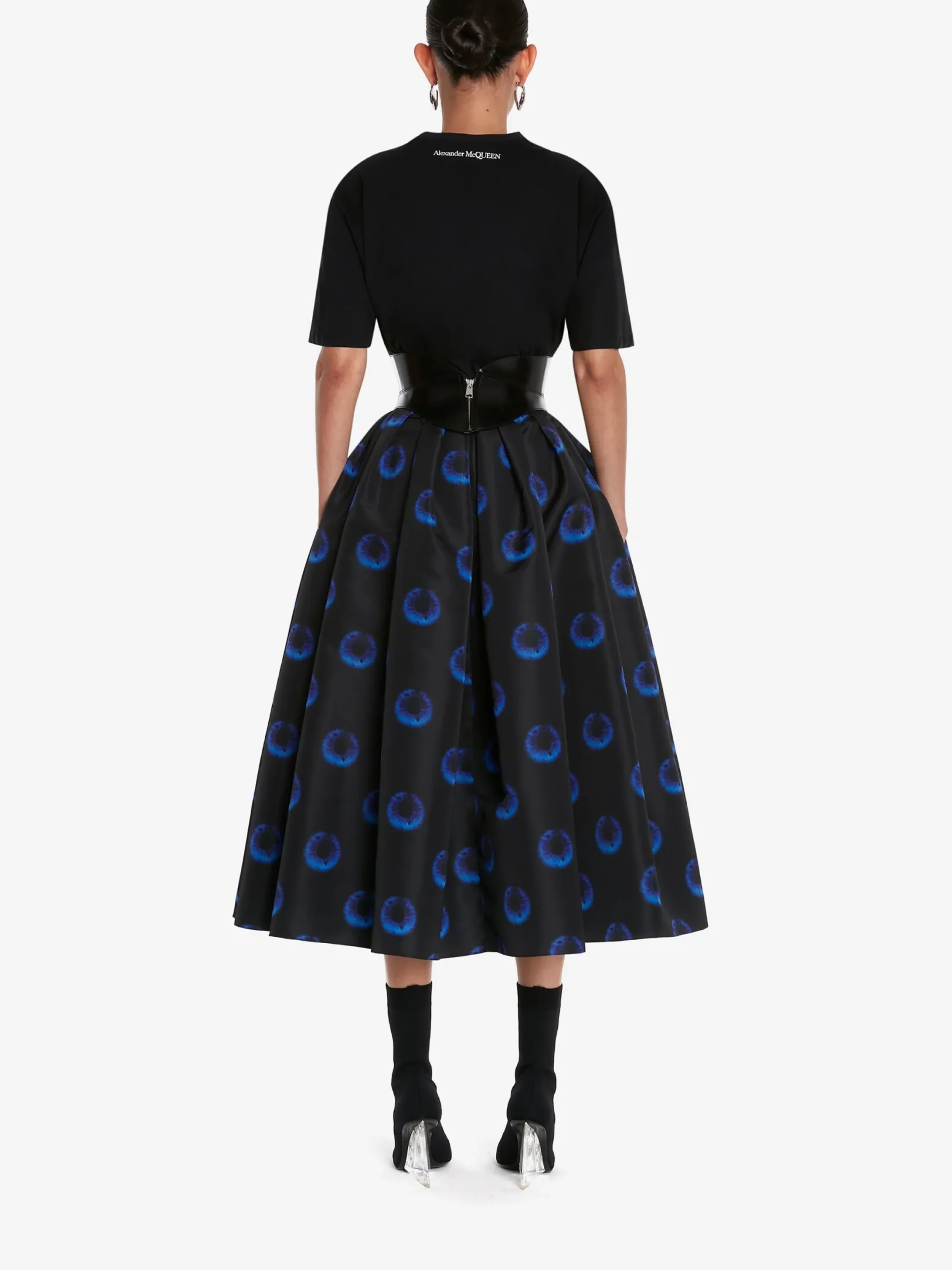 Clearance Alexander McQueen Women's Iris Oversized T-shirt in Black/Galactic Blue