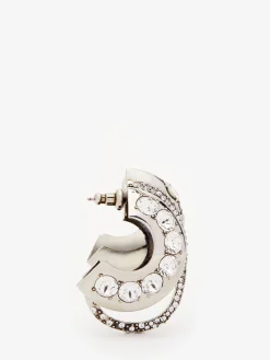 Sale Alexander McQueen Women's Jewelled Accumulation Earring in Antique Silver