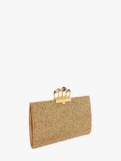 Shop Alexander McQueen Women's Jewelled Flat Pouch in Gold