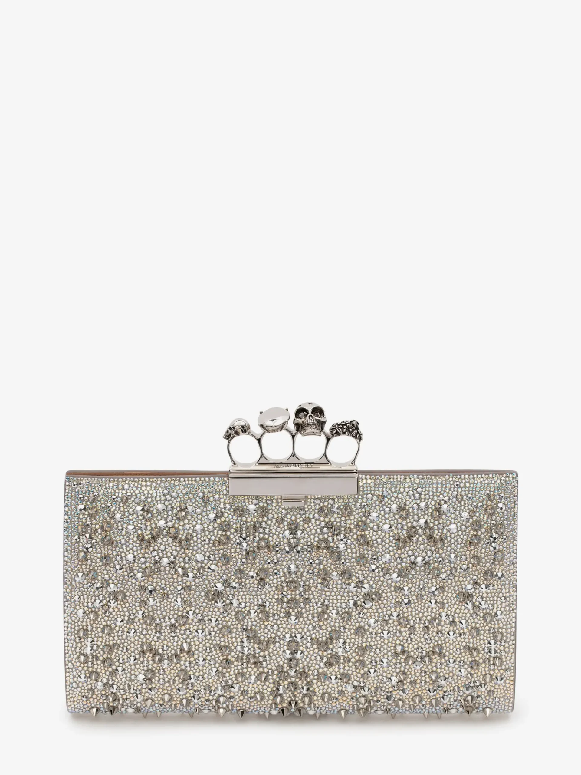 New Alexander McQueen Women's Jewelled Flat Pouch in White