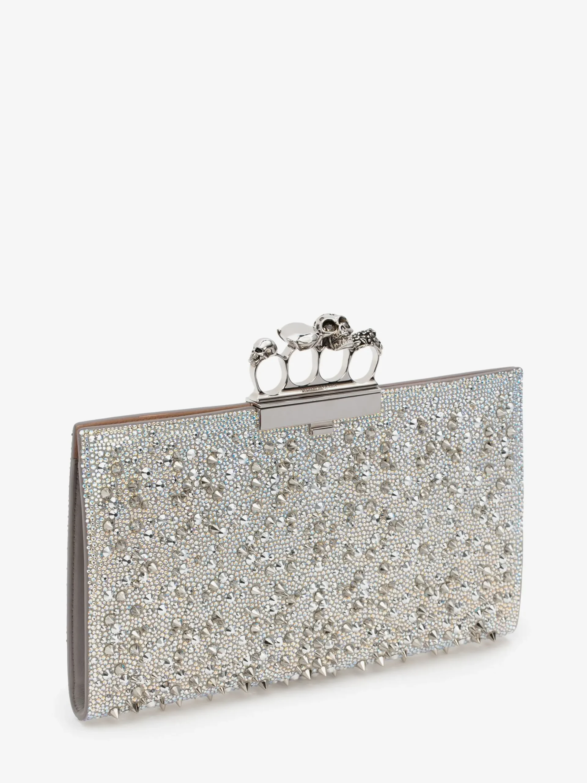 New Alexander McQueen Women's Jewelled Flat Pouch in White