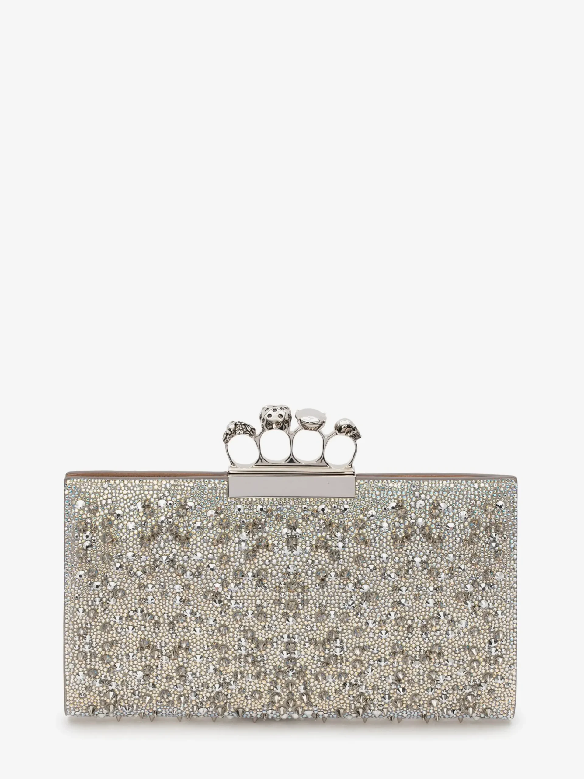 New Alexander McQueen Women's Jewelled Flat Pouch in White