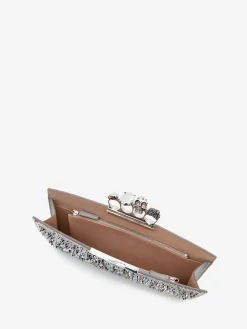 New Alexander McQueen Women's Jewelled Flat Pouch in White