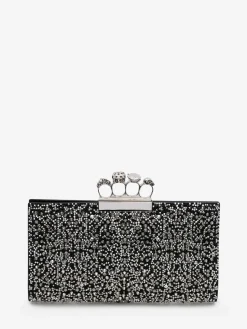 Clearance Alexander McQueen Women's Jewelled Flat Pouch in Black