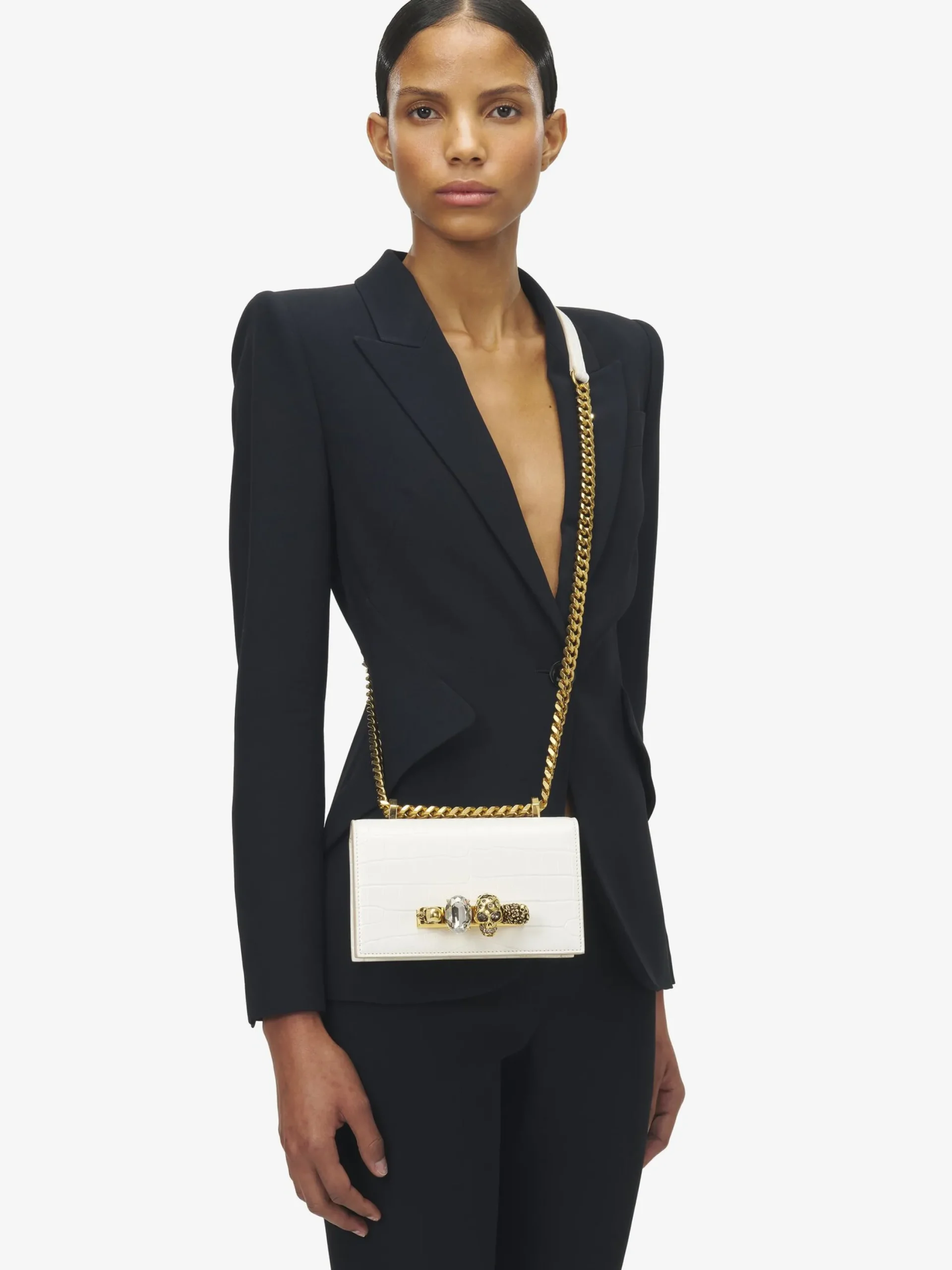 Cheap Alexander McQueen Women's Jewelled Satchel in Deep Ivory