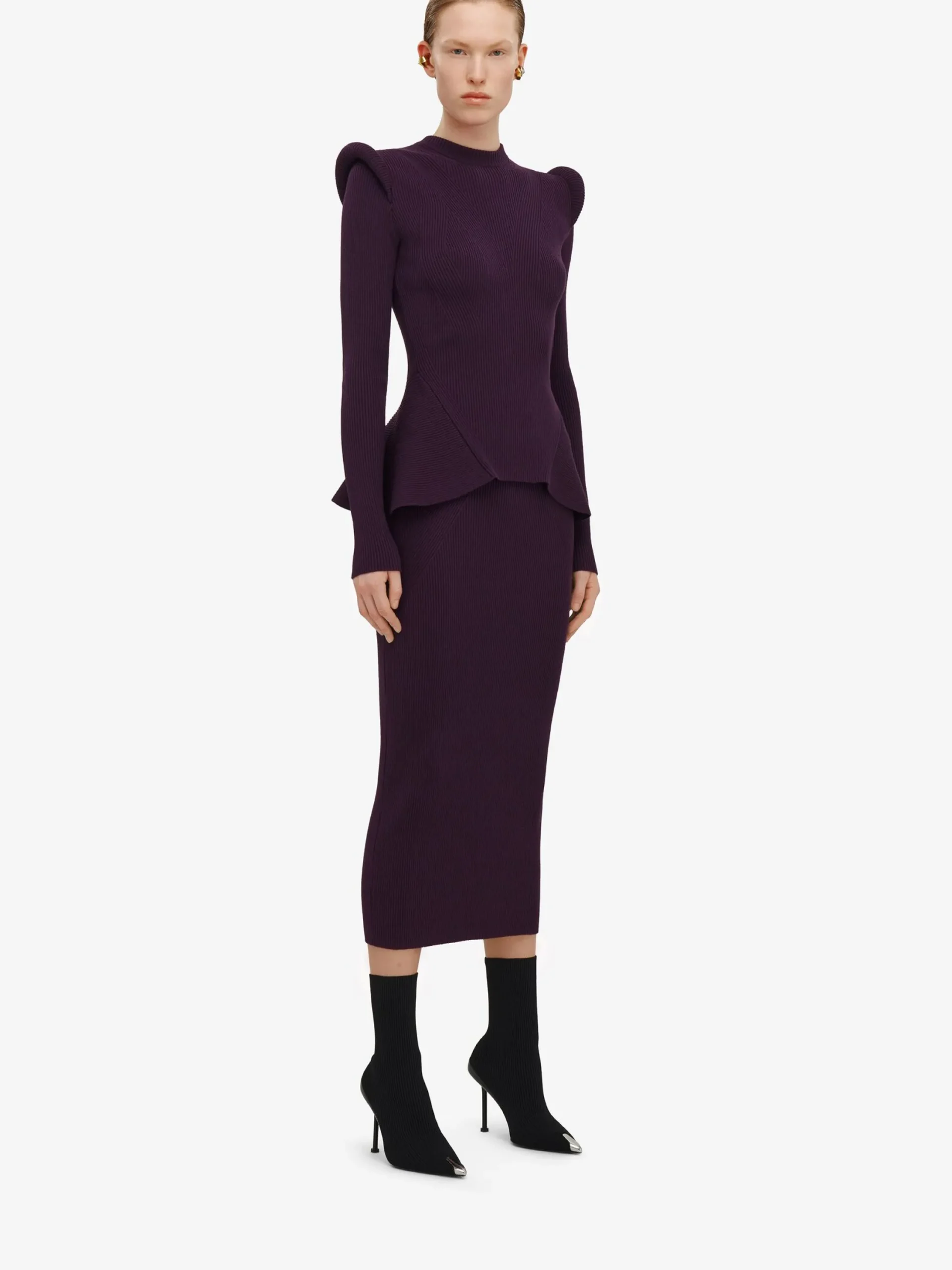 Hot Alexander McQueen Women's Kickback Ribbed Jumper in Night Shade