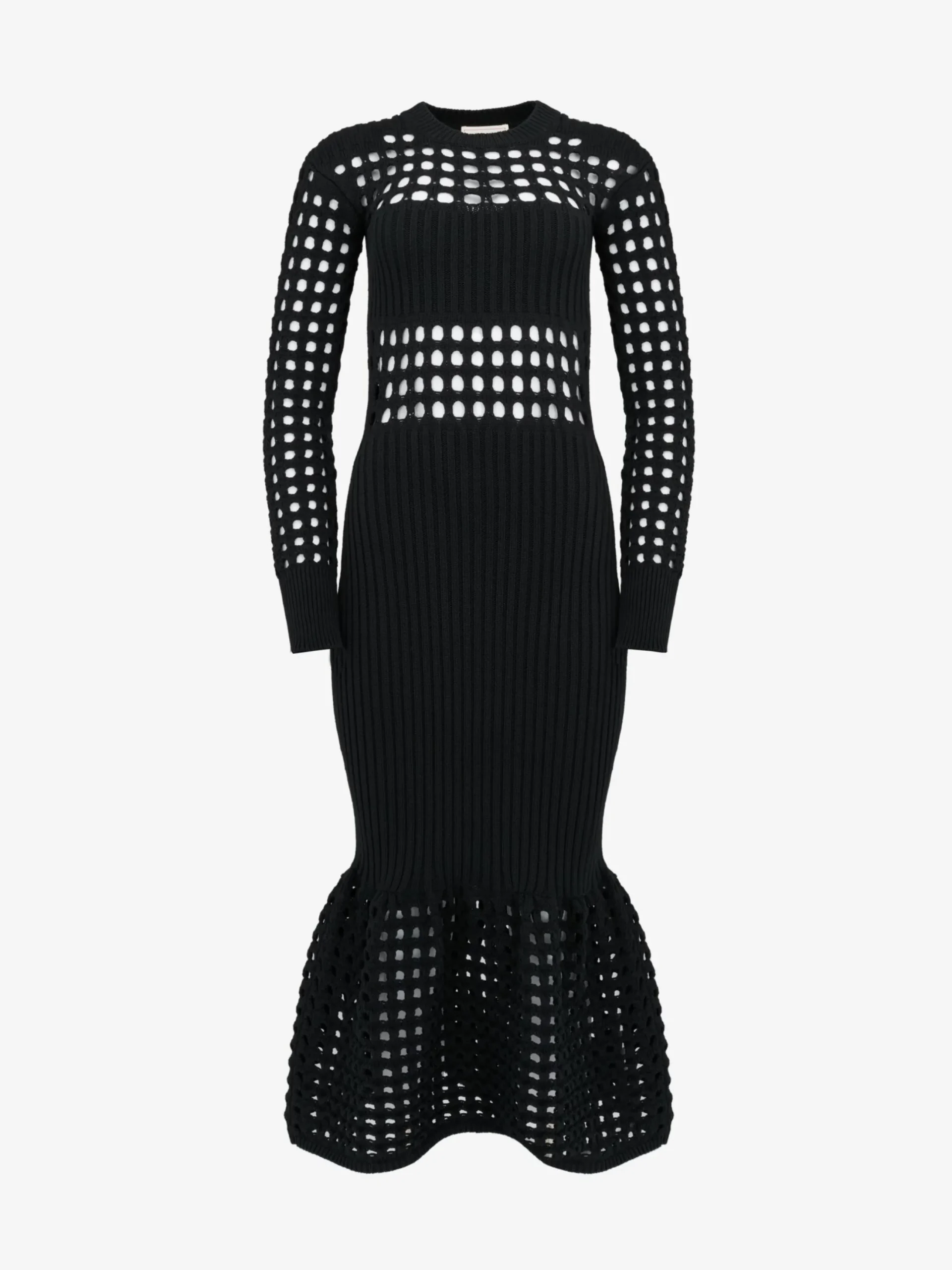 Cheap Alexander McQueen Women's Knitted Mesh Midi Dress in Black