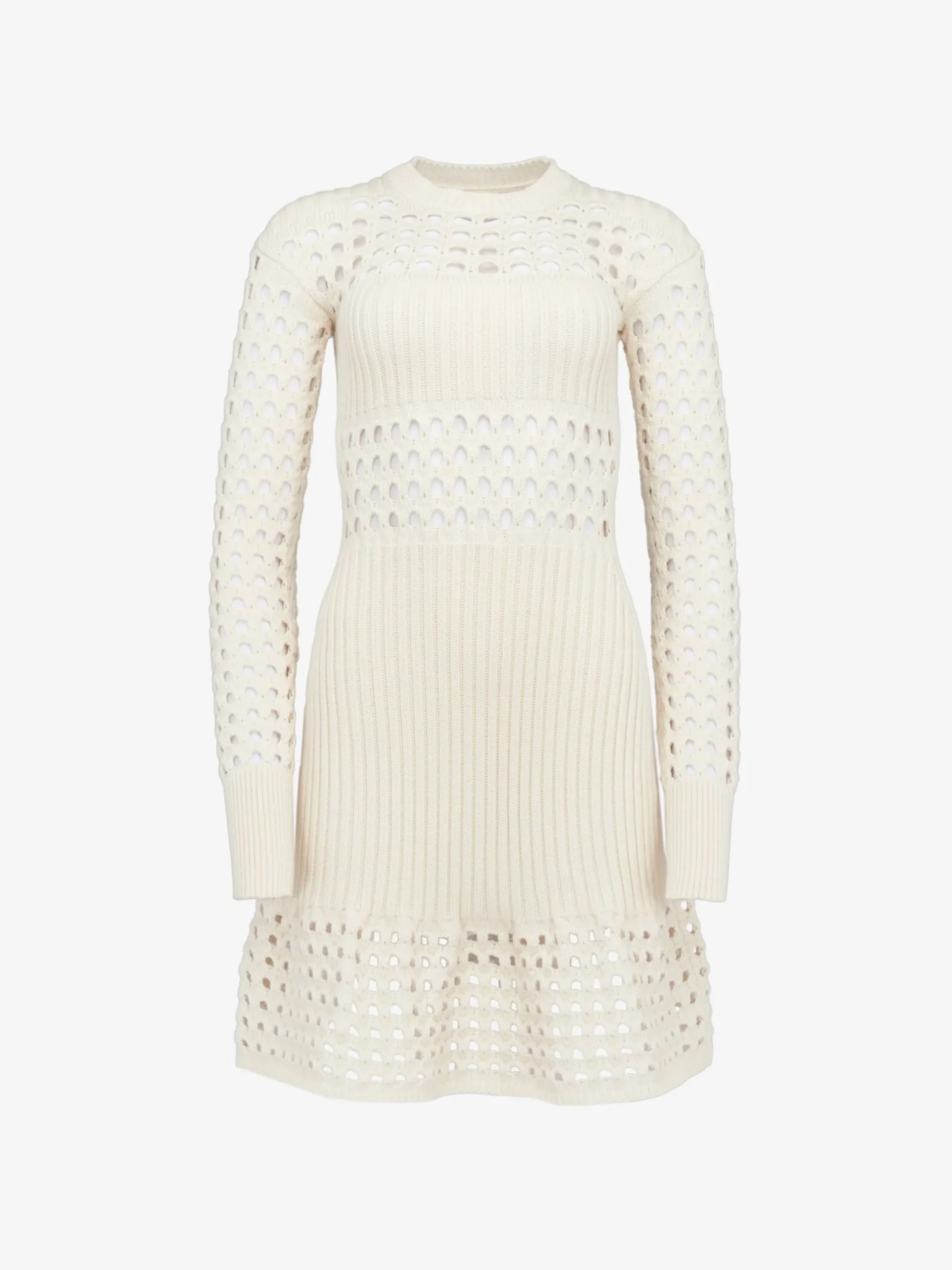 Flash Sale Alexander McQueen Women's Knitted Mesh Mini Dress in Ivory