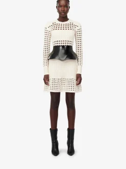 Flash Sale Alexander McQueen Women's Knitted Mesh Mini Dress in Ivory