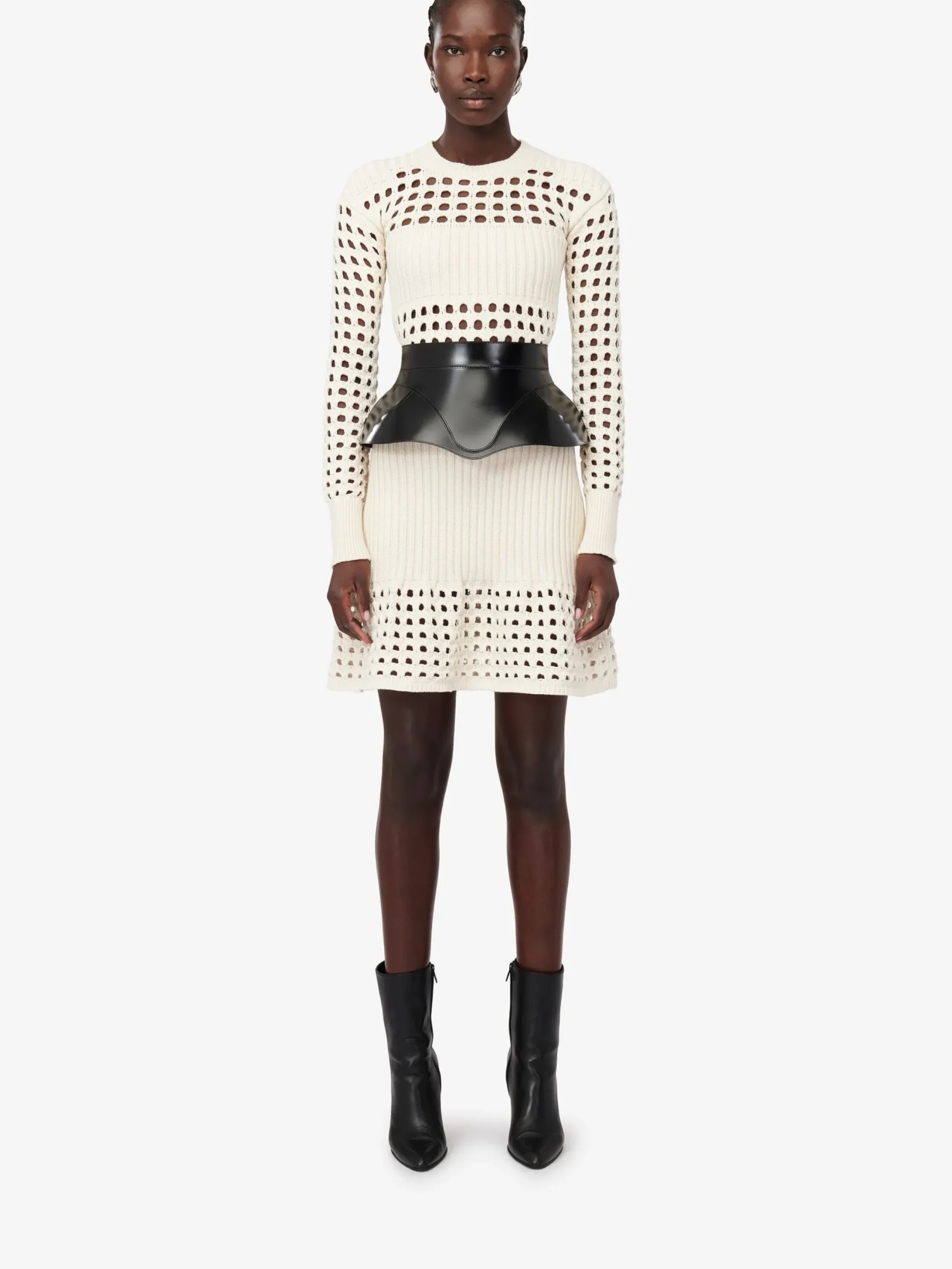 Flash Sale Alexander McQueen Women's Knitted Mesh Mini Dress in Ivory