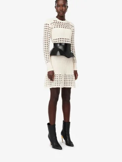 Flash Sale Alexander McQueen Women's Knitted Mesh Mini Dress in Ivory