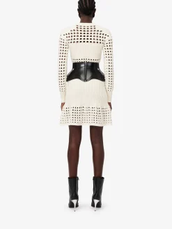 Flash Sale Alexander McQueen Women's Knitted Mesh Mini Dress in Ivory