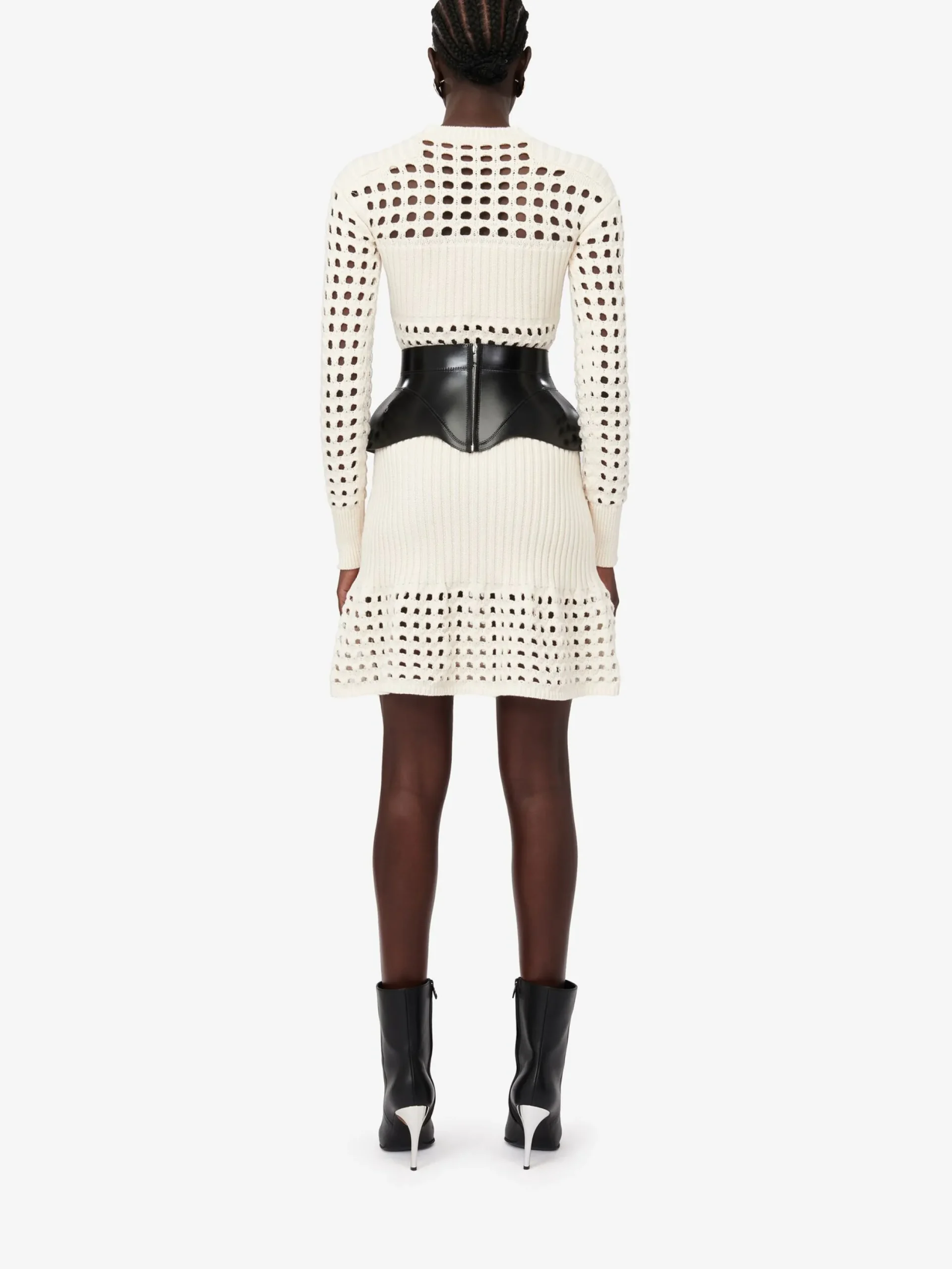 Flash Sale Alexander McQueen Women's Knitted Mesh Mini Dress in Ivory