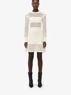 Flash Sale Alexander McQueen Women's Knitted Mesh Mini Dress in Ivory