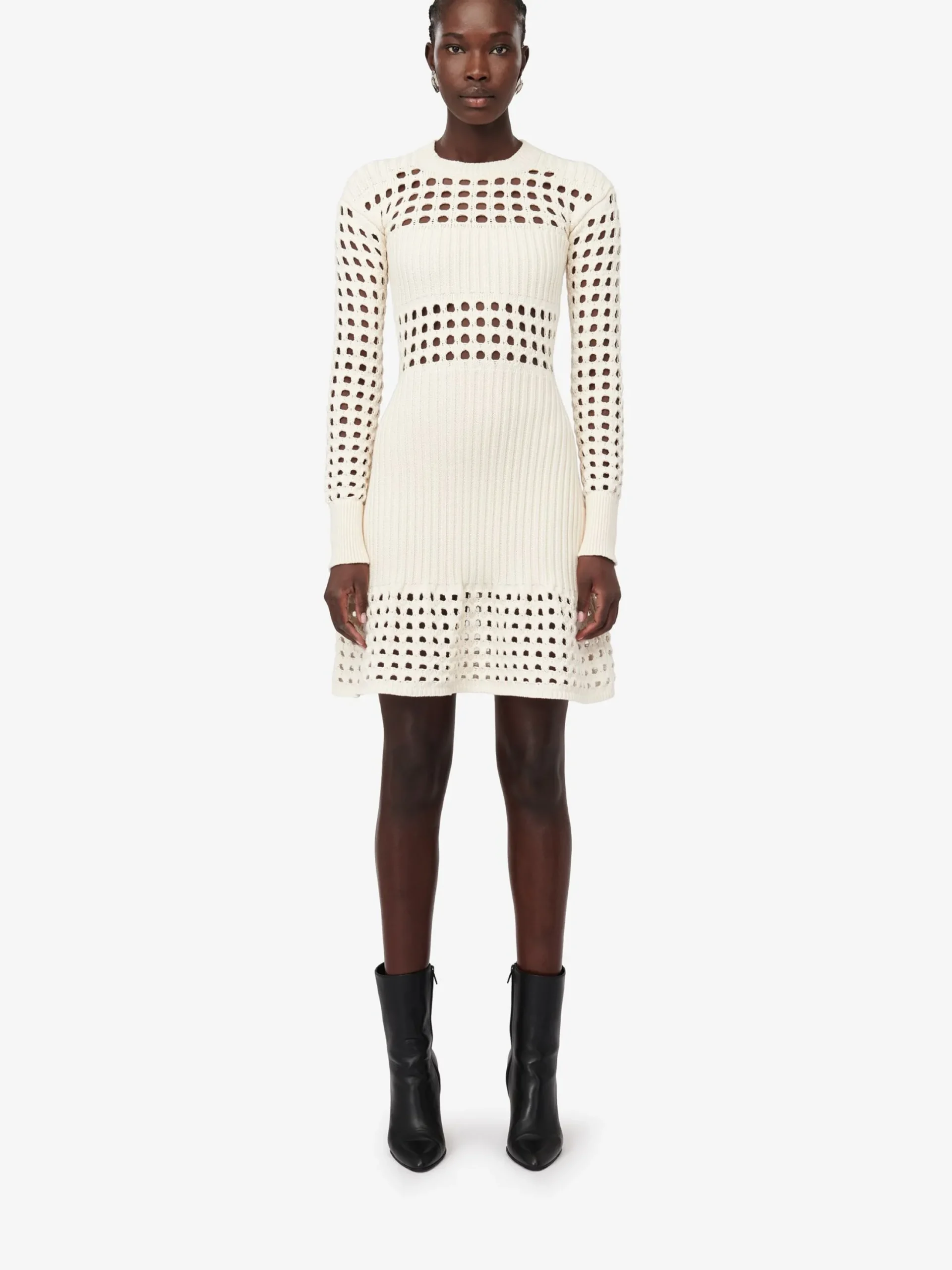 Flash Sale Alexander McQueen Women's Knitted Mesh Mini Dress in Ivory
