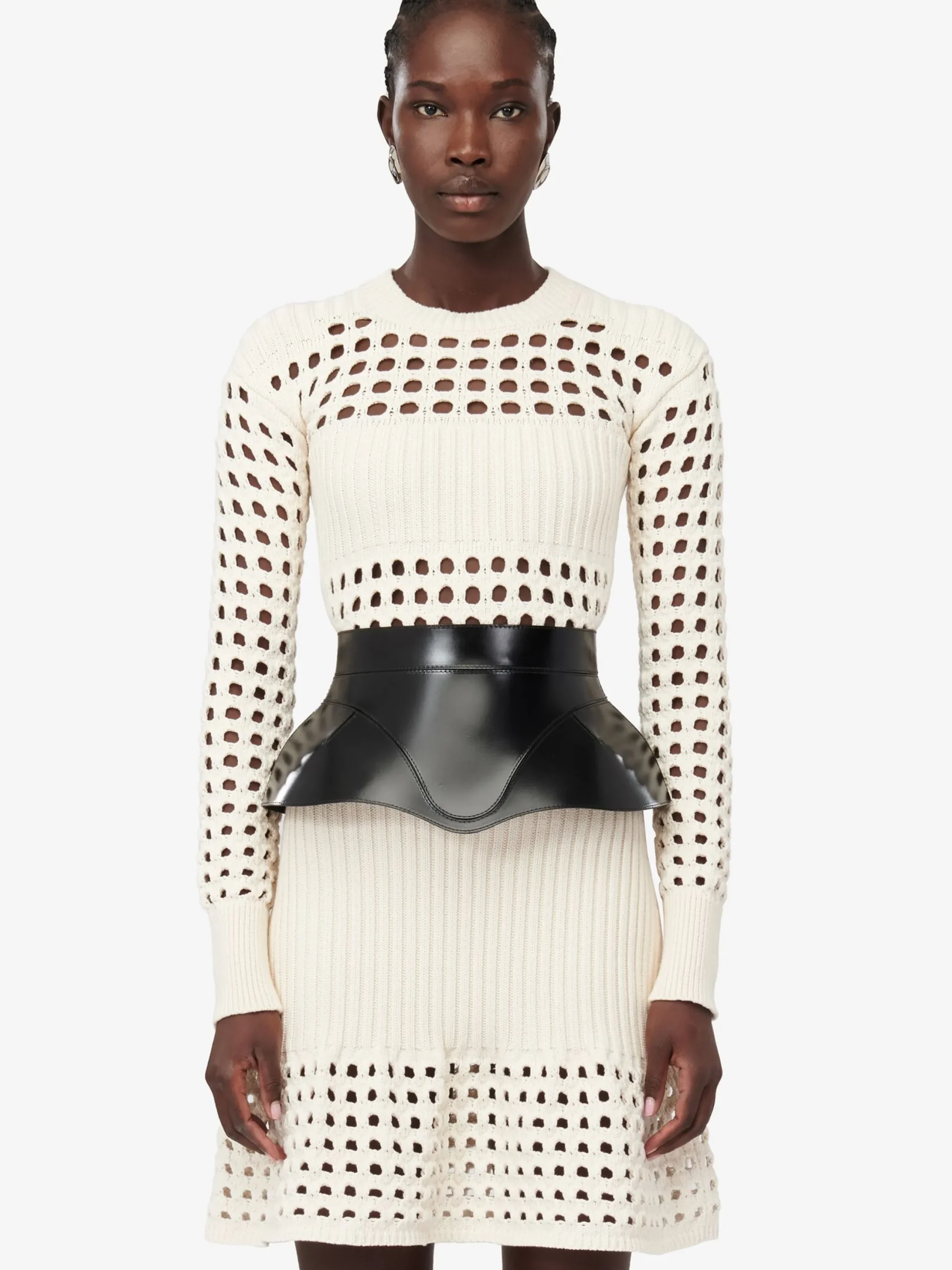 Flash Sale Alexander McQueen Women's Knitted Mesh Mini Dress in Ivory