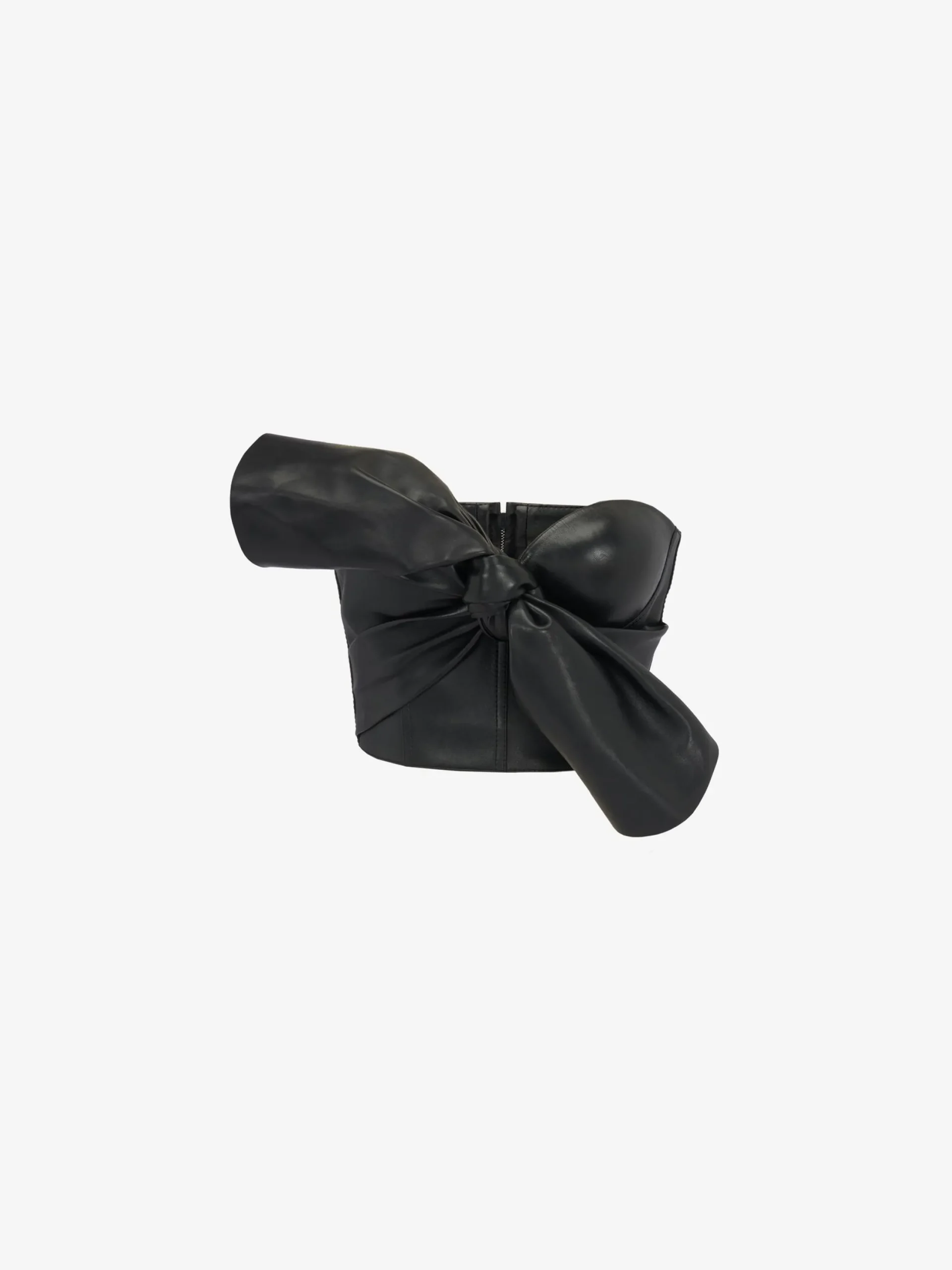 Shop Alexander McQueen Women's Knotted Bow Leather Corset in Black