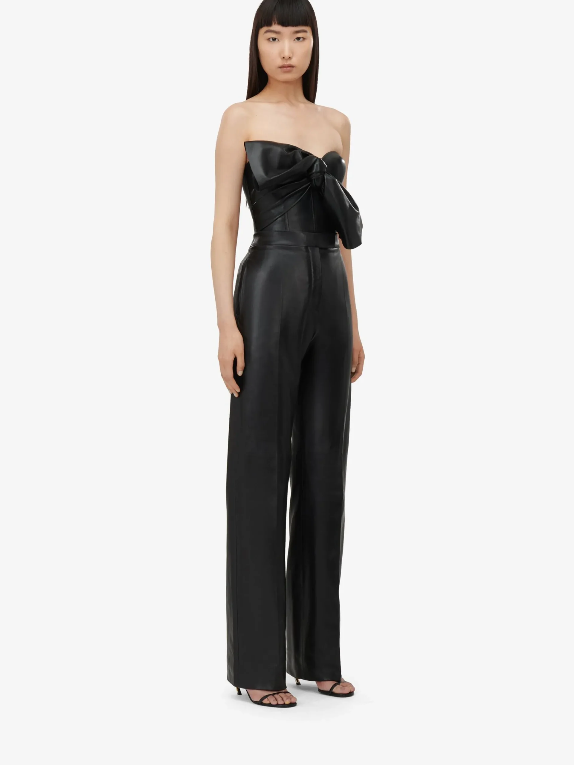 Shop Alexander McQueen Women's Knotted Bow Leather Corset in Black