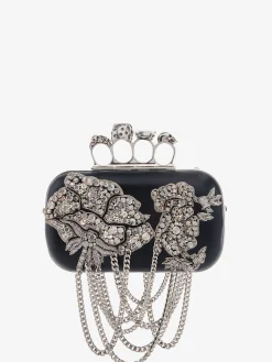 Cheap Alexander McQueen Women's Knuckle Clutch in Black