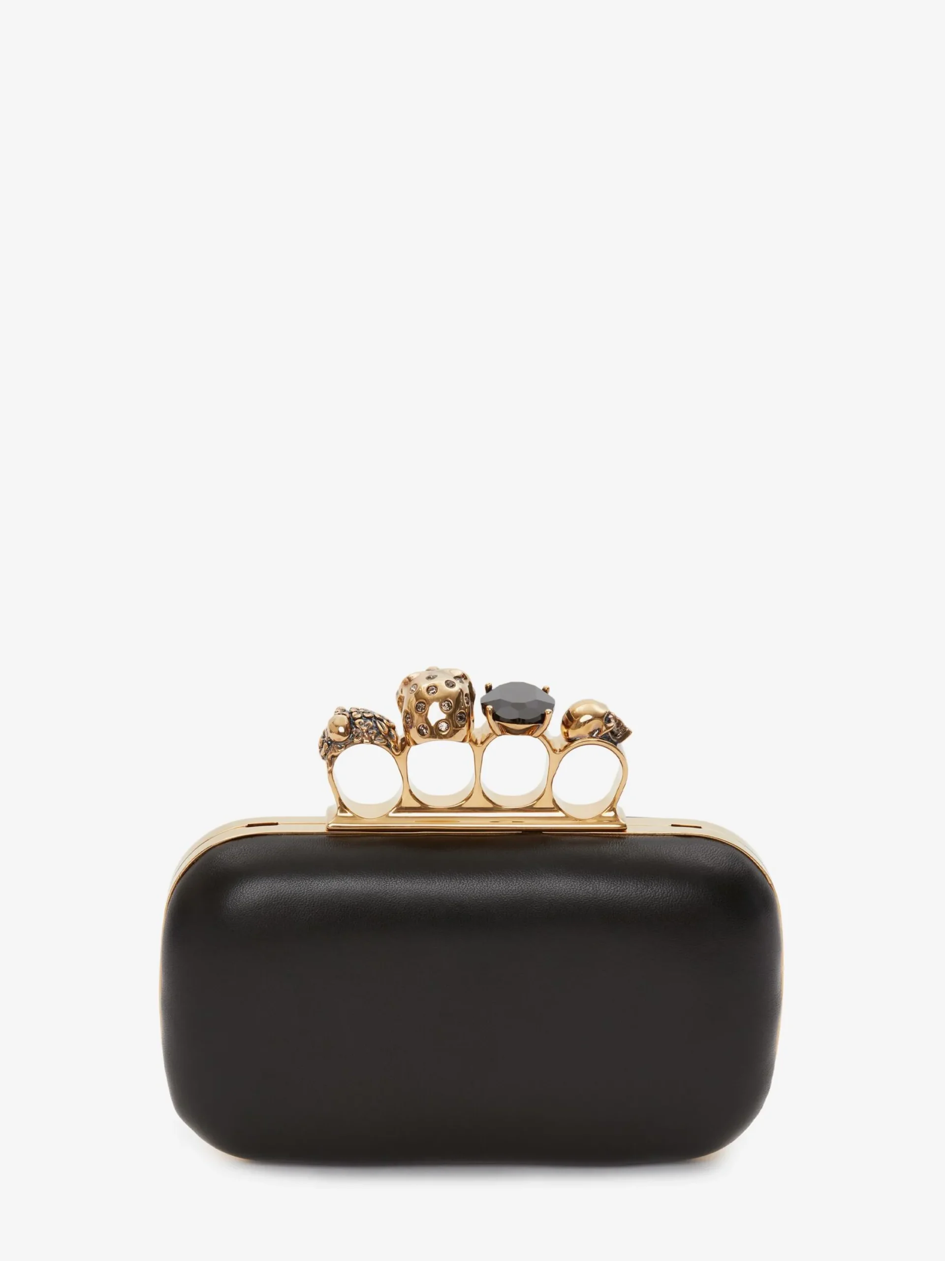 Store Alexander McQueen Women's Knuckle Clutch With Chain in BLACK