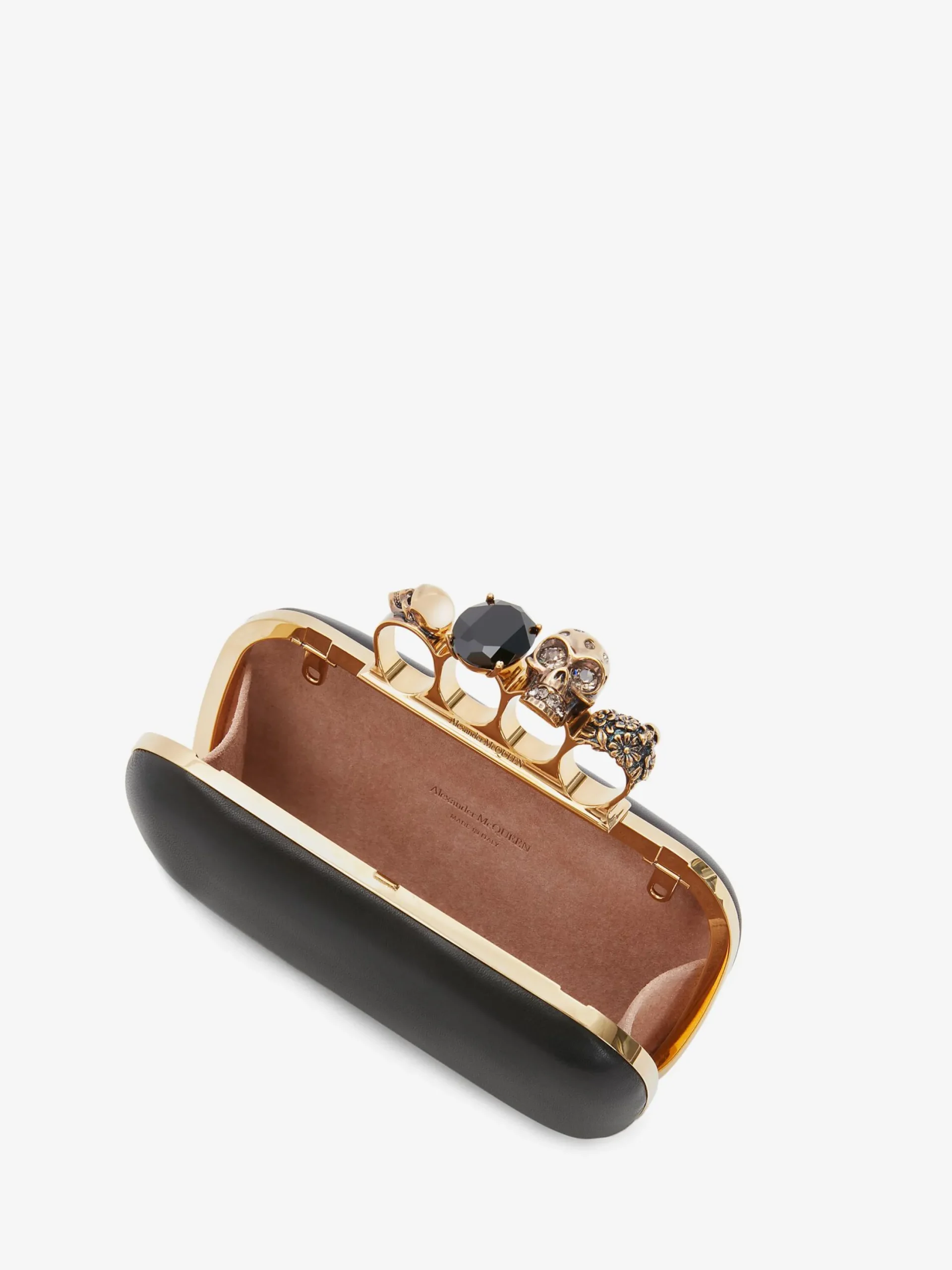 Store Alexander McQueen Women's Knuckle Clutch With Chain in BLACK