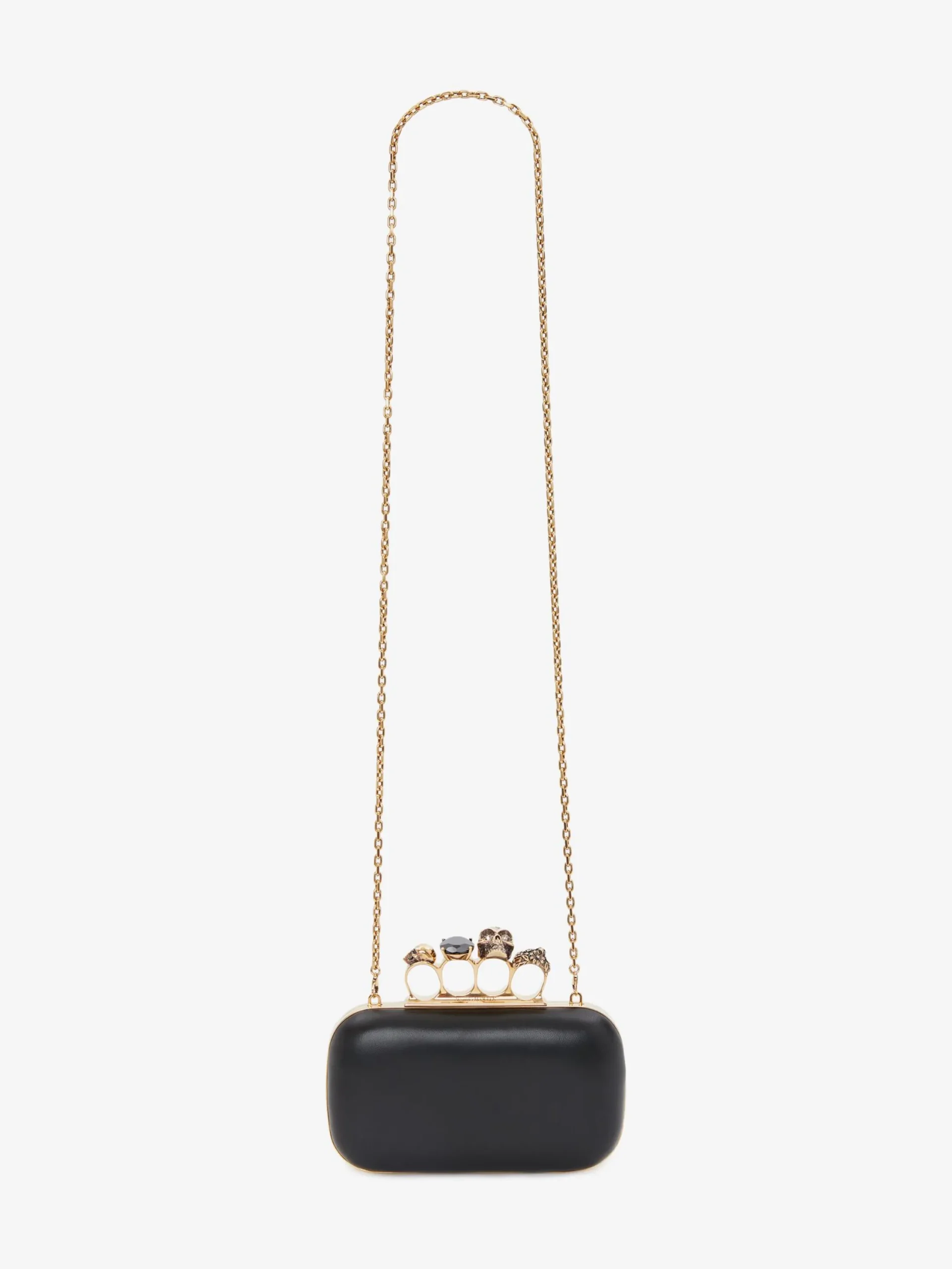 Store Alexander McQueen Women's Knuckle Clutch With Chain in BLACK