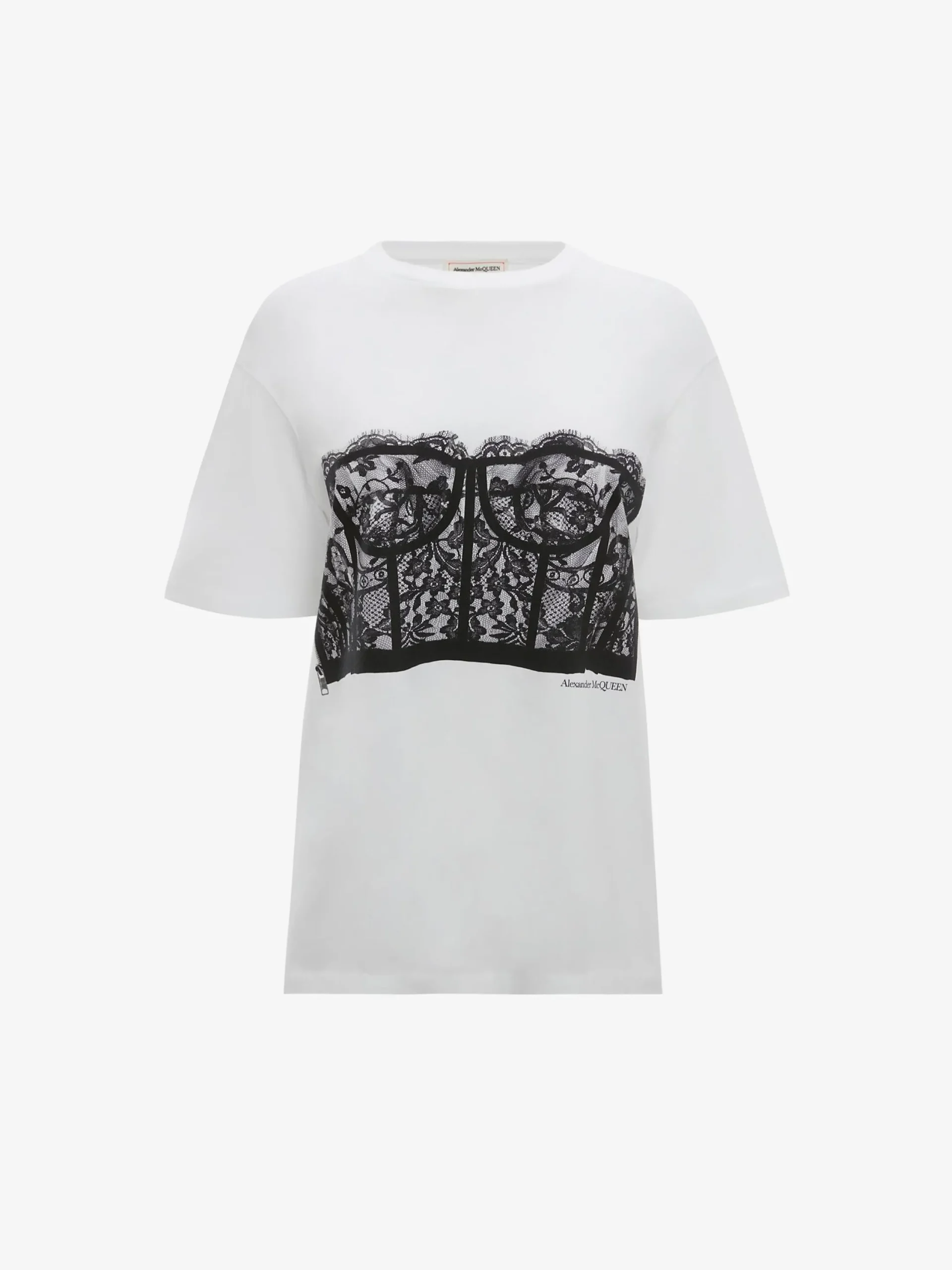 Shop Alexander McQueen Women's Lace Corset T-shirt in White
