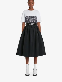 Shop Alexander McQueen Women's Lace Corset T-shirt in White