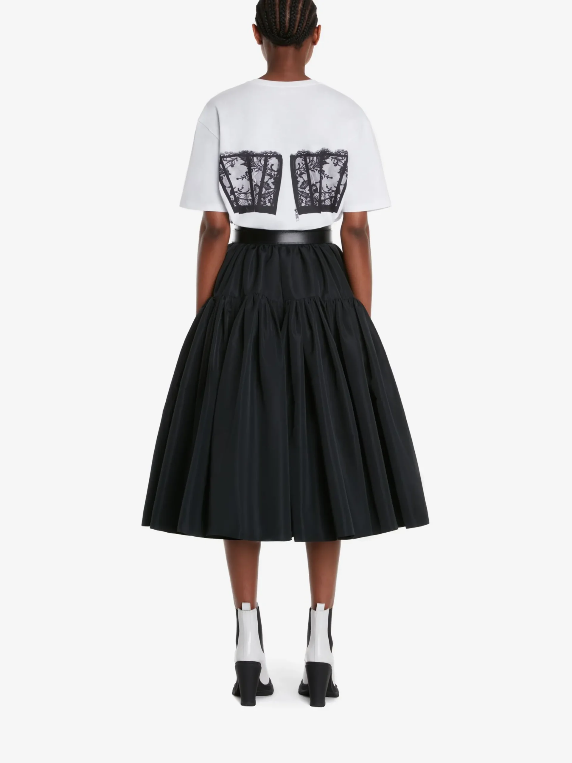 Shop Alexander McQueen Women's Lace Corset T-shirt in White