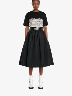 Fashion Alexander McQueen Women's Lace Corset T-shirt in Black