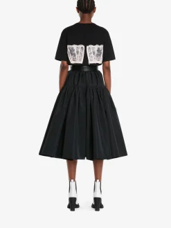 Fashion Alexander McQueen Women's Lace Corset T-shirt in Black