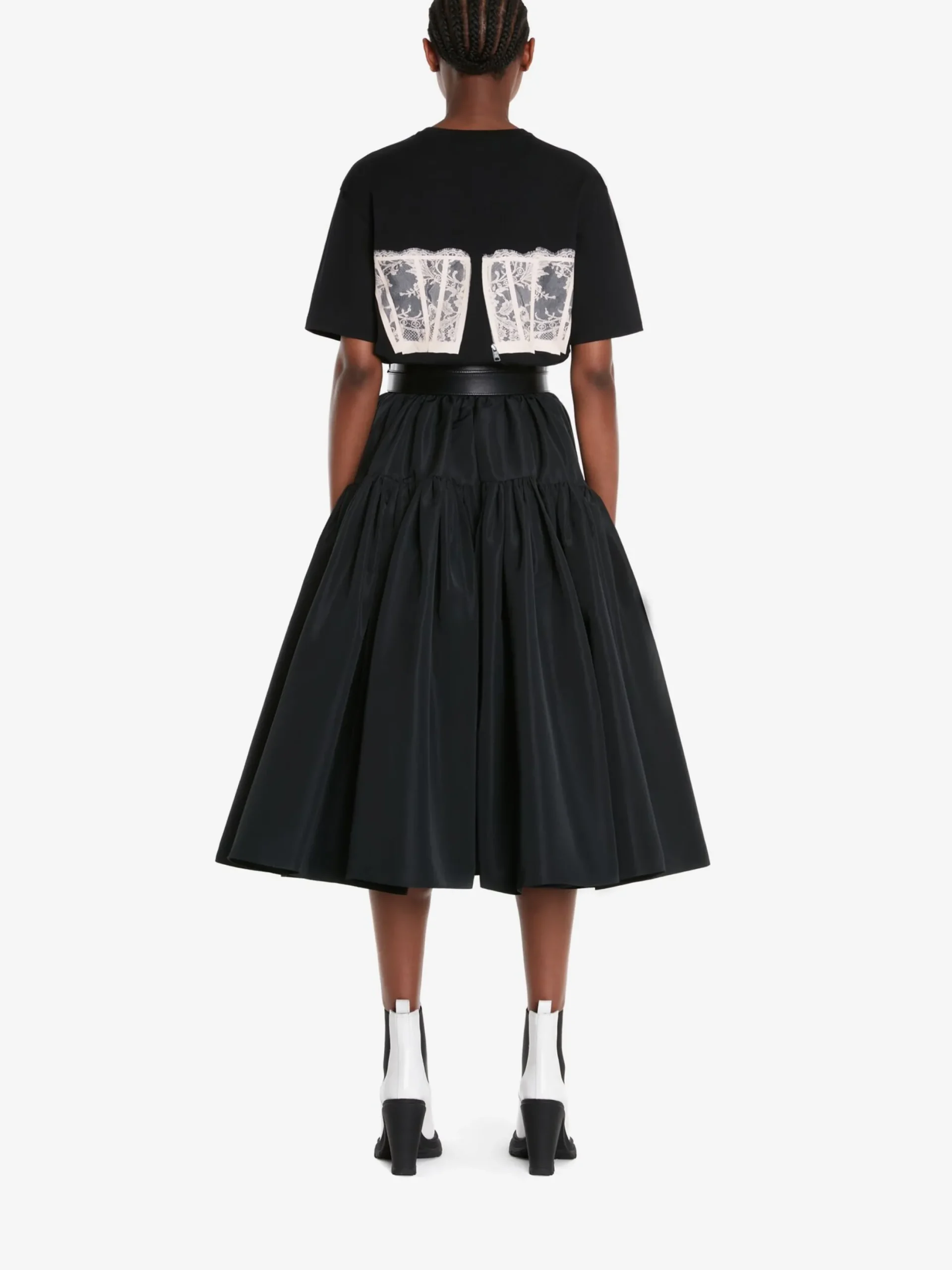 Fashion Alexander McQueen Women's Lace Corset T-shirt in Black