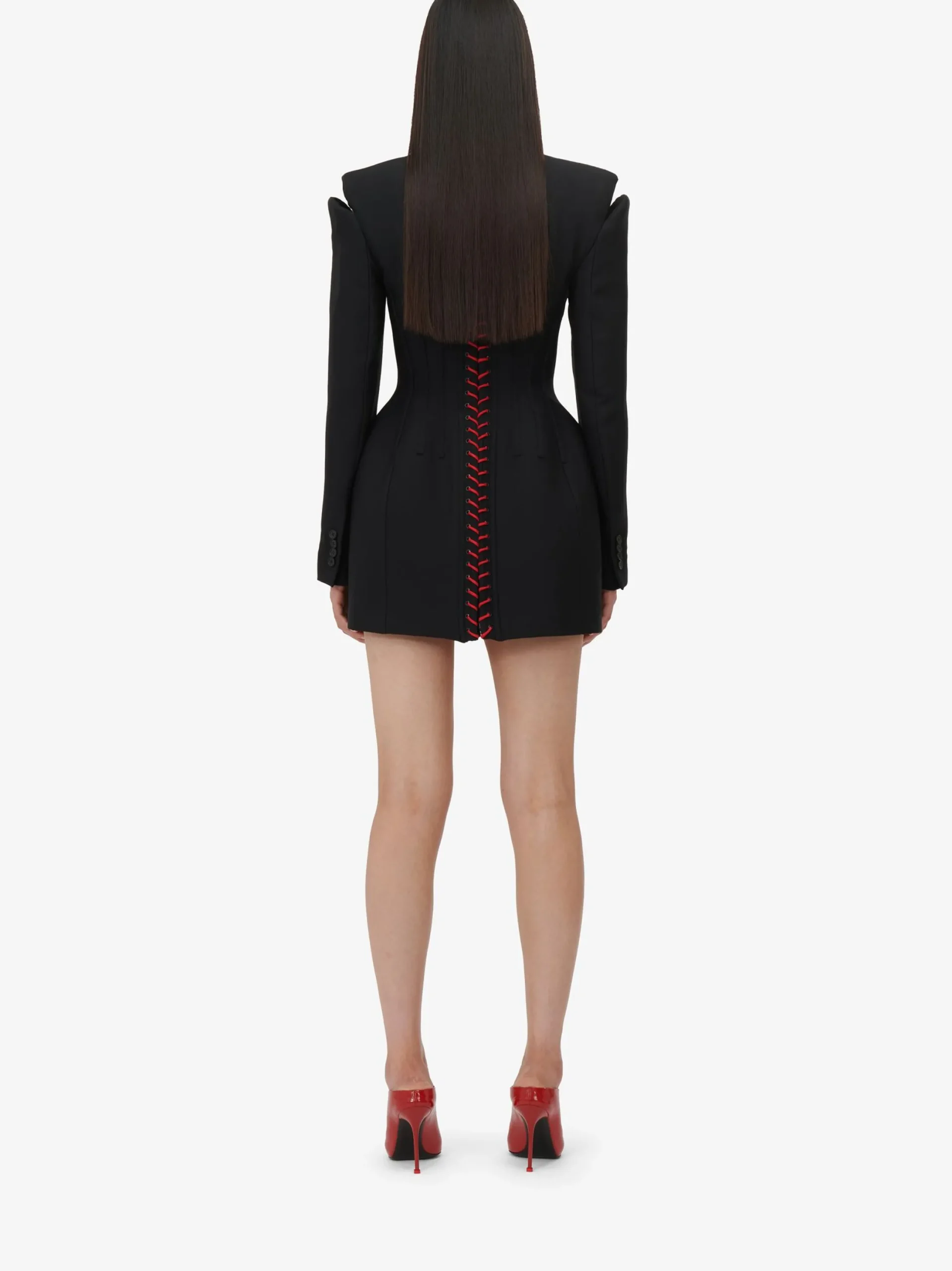 Cheap Alexander McQueen Women's Lace Detail Slashed Mini Dress in Black