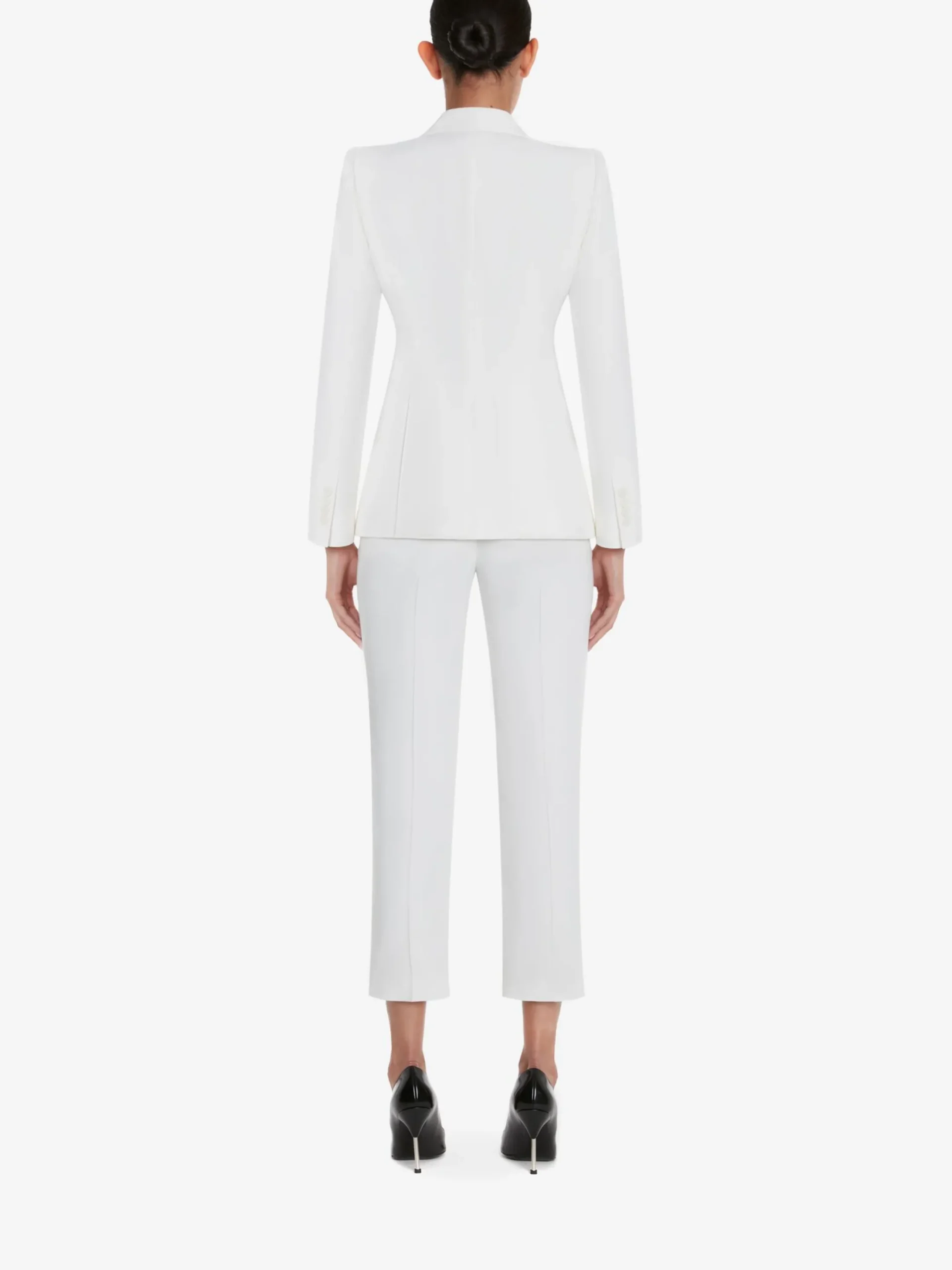 Hot Alexander McQueen Women's Leaf Crepe Cigarette Trousers in LIGHT IVORY