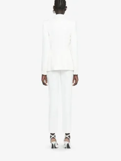 Fashion Alexander McQueen Women's Leaf Crepe Cigarette Trouser in LIGHT IVORY
