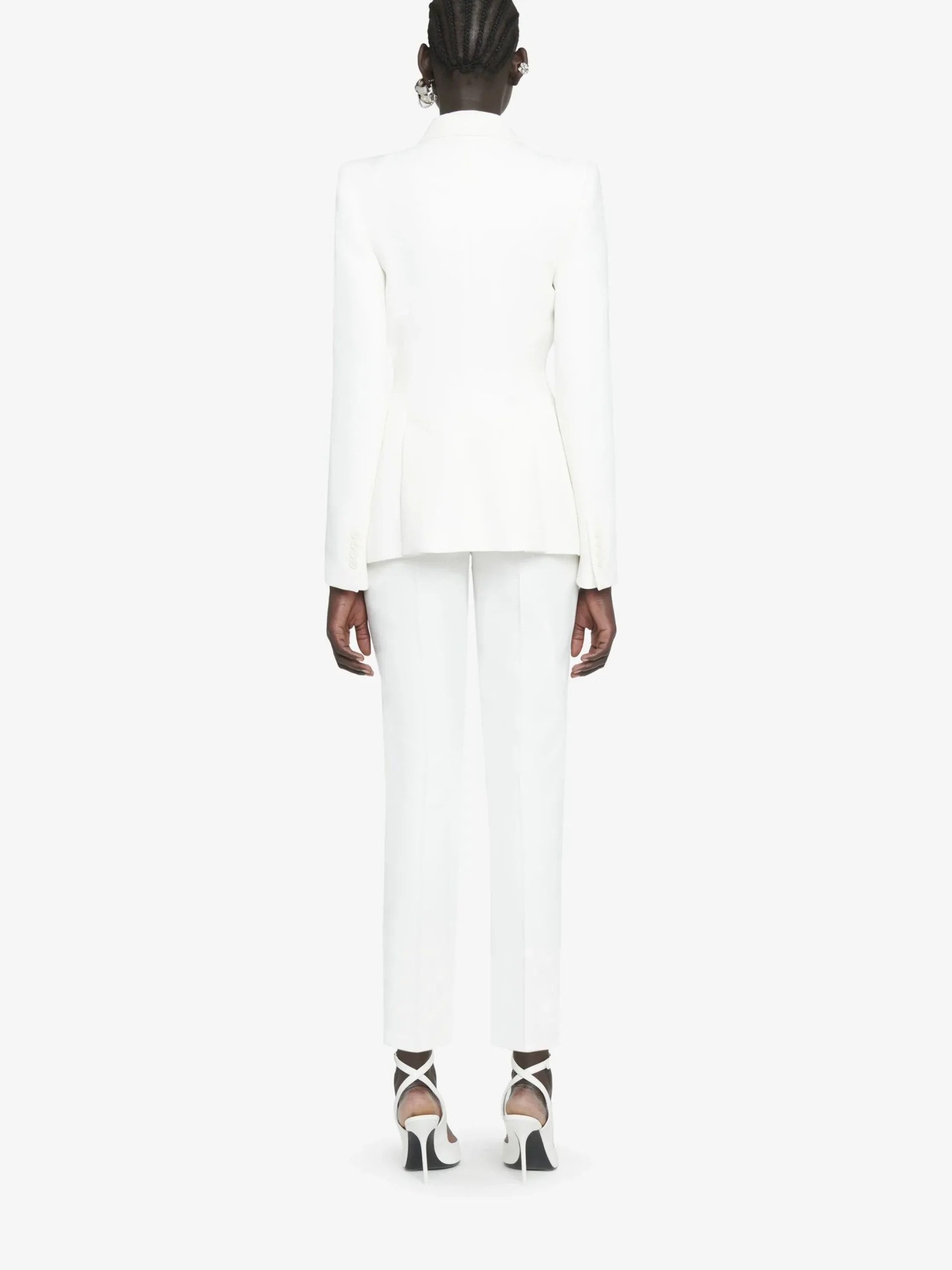 Fashion Alexander McQueen Women's Leaf Crepe Cigarette Trouser in LIGHT IVORY