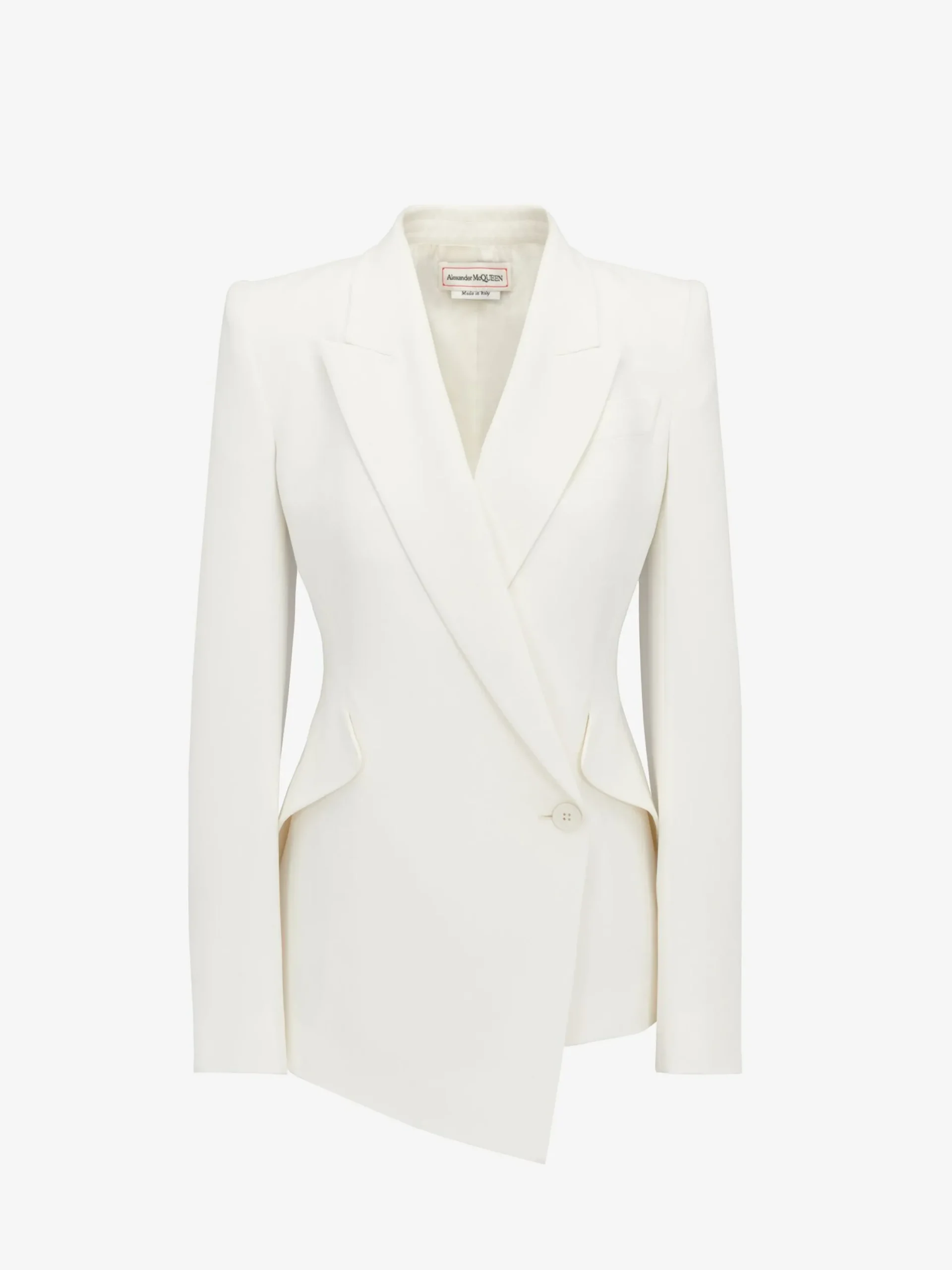 Shop Alexander McQueen Women's Leaf Crepe Drop Hem Jacket in Light Ivory