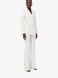 Shop Alexander McQueen Women's Leaf Crepe Drop Hem Jacket in Light Ivory