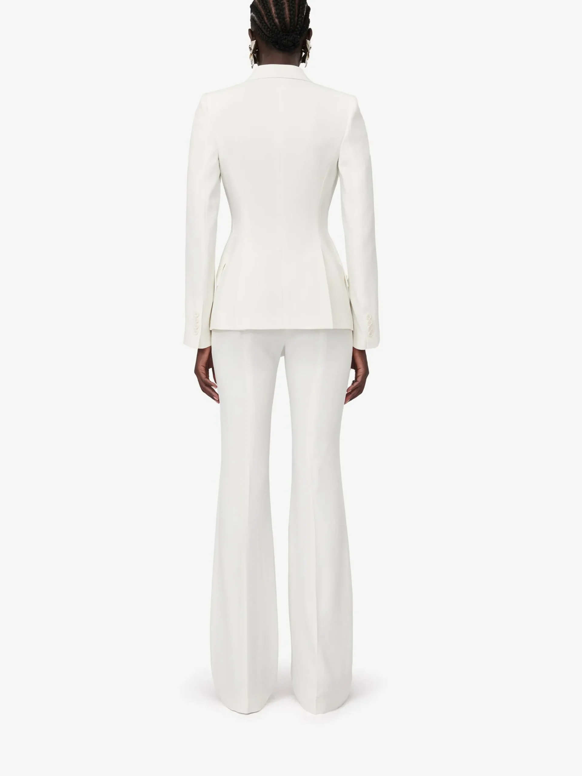 Shop Alexander McQueen Women's Leaf Crepe Drop Hem Jacket in Light Ivory