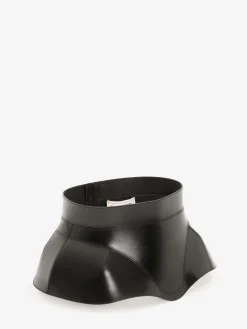 Cheap Alexander McQueen Women's Leather Articulated Corset Belt in Black